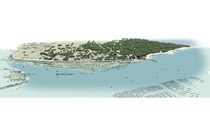 Vue de l'Anse de la Patache et de la plage du Riveau